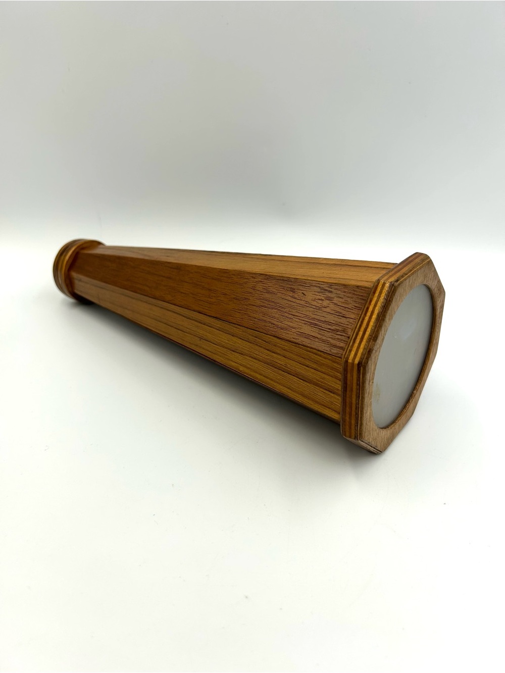 Vintage Hexagonal Wooden Kaleidoscope Handcrafted Wood Decor MCM